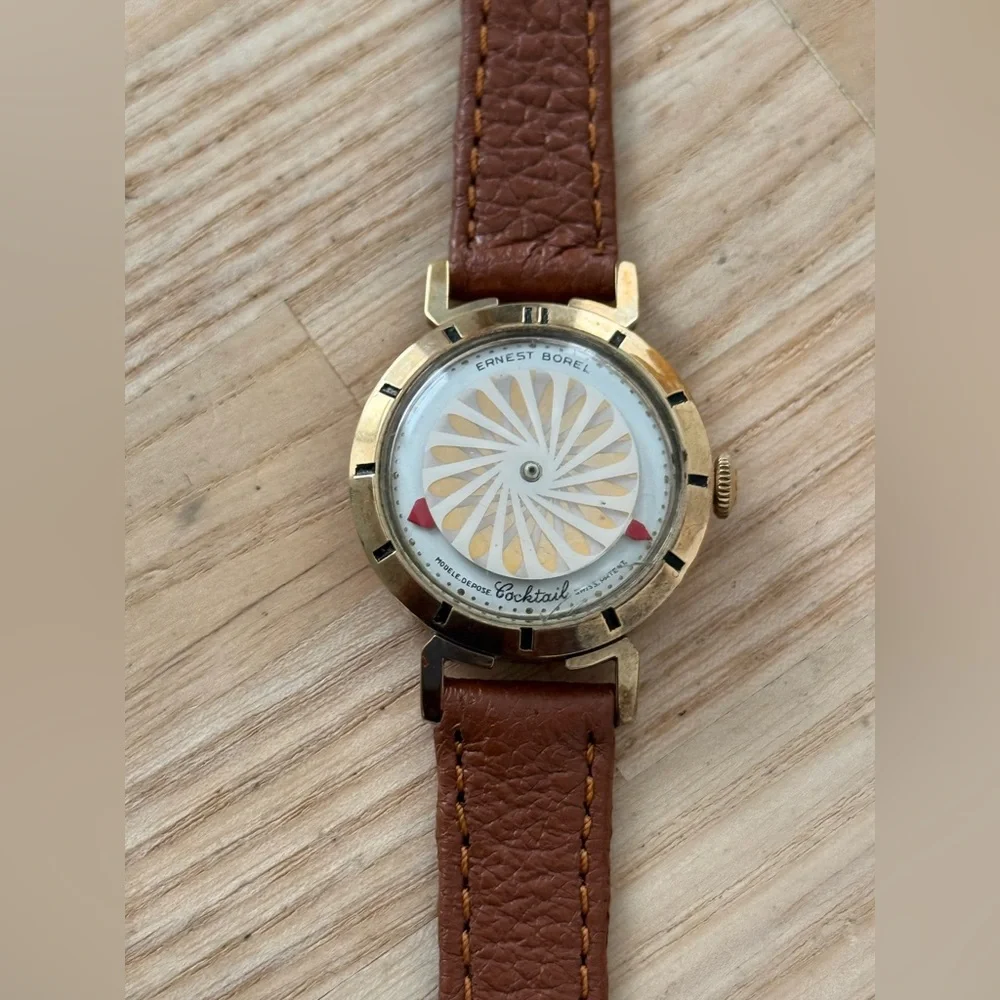 Ernest Borel Kaleidoscope Stunning Mechanical Watch Rare White Dial New Strap